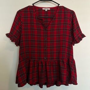 Madewell Plaid Peplum Blouse